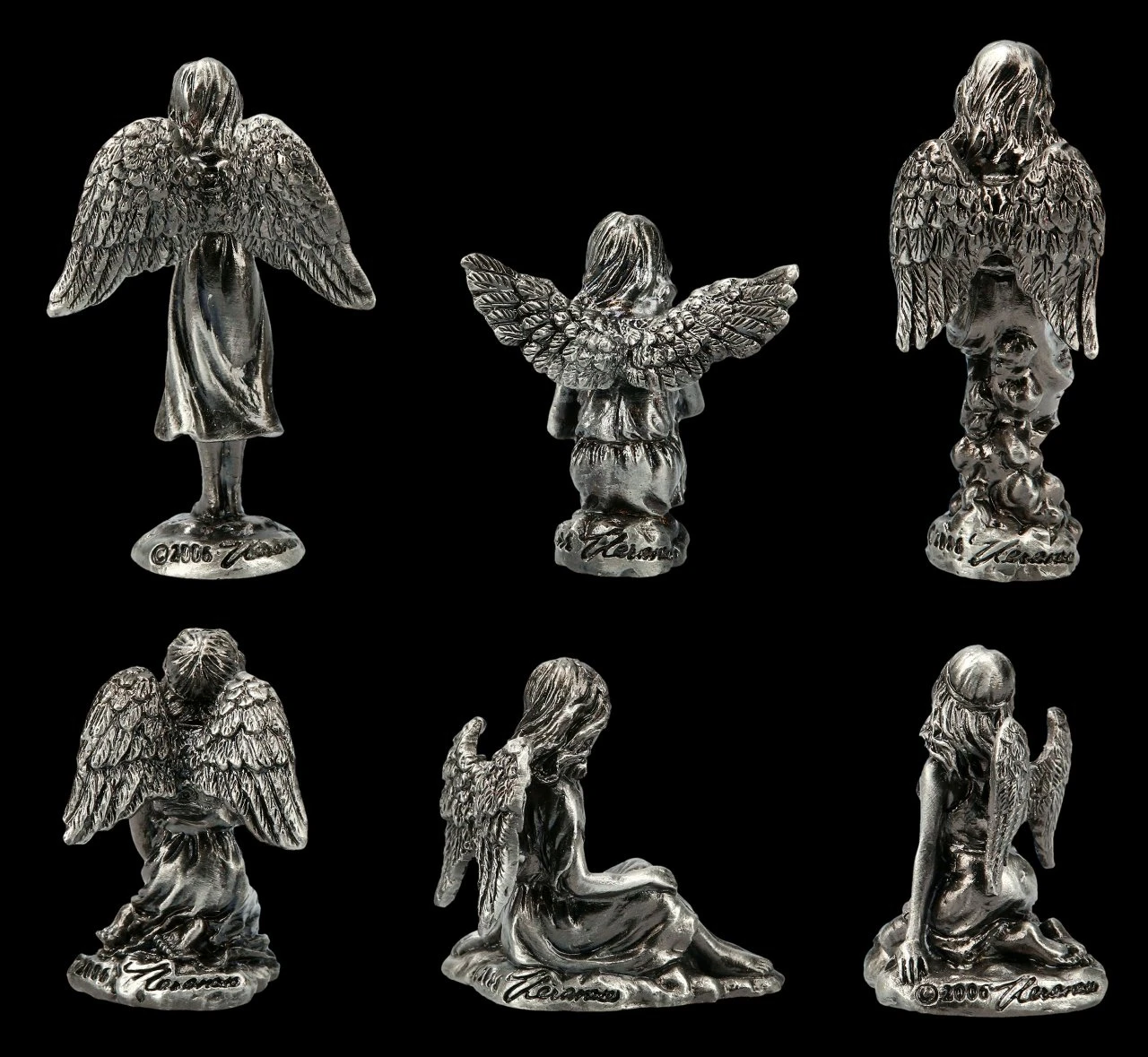 Kleine Zinn Engel Figuren Mit Kristall - 6er Set 6 Kleine Zinn Engel Figuren Mit Kristall - 6er Set – Bild 4