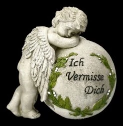 Grabengel Figur Mit Kugel - Ich Vermisse Dich