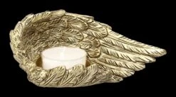 Teelichthalter - Goldener Engelsflügel Liegend