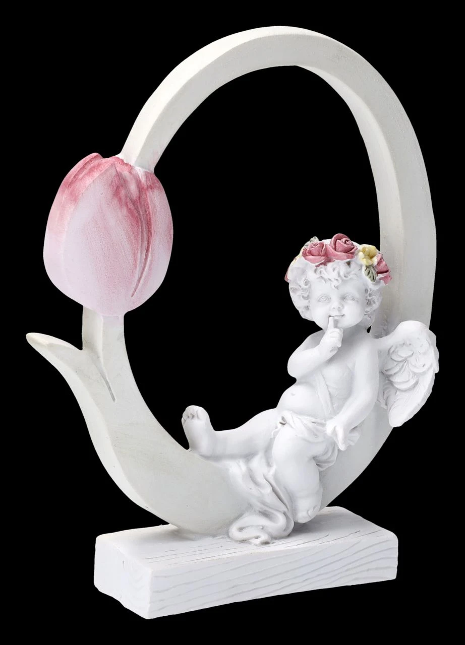 Engel Figur - Putte Mit Tulpe 4 Engel Figur - Putte Mit Tulpe – Bild 2