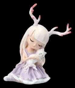 Kleine Feen Figur Mit Geweih Und Katze