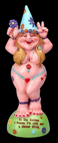 Gartenzwerg Figur - Hippie Lady Flower Power