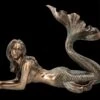 Meerjungfrau Figur - Liegend Bronziert Groß