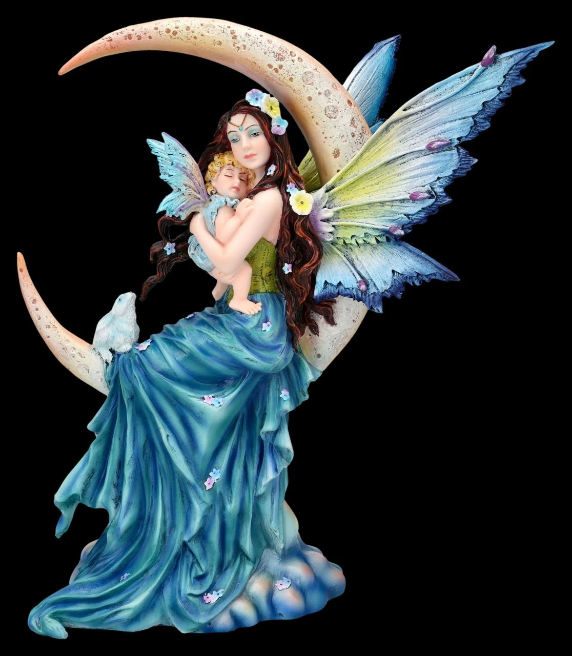 Elfenfigur - Mondfee Luna Mit Kind Und Hase 3 Elfenfigur - Mondfee Luna Mit Kind Und Hase