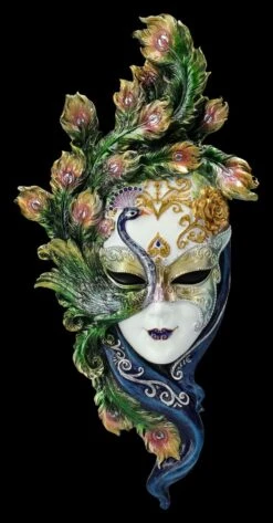 Venezianische Maske - Peacock Garden Weiß