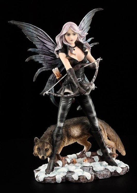 Elfen Figur - Bogenschützin Mit Wolf 3 Elfen Figur - Bogenschützin Mit Wolf