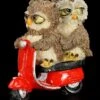 Eulen Paar Auf Roter Vespa - Lustige Figur