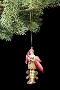 Christbaum-Schmuck - Rote Elfe Mit Zwei Lebkuchen