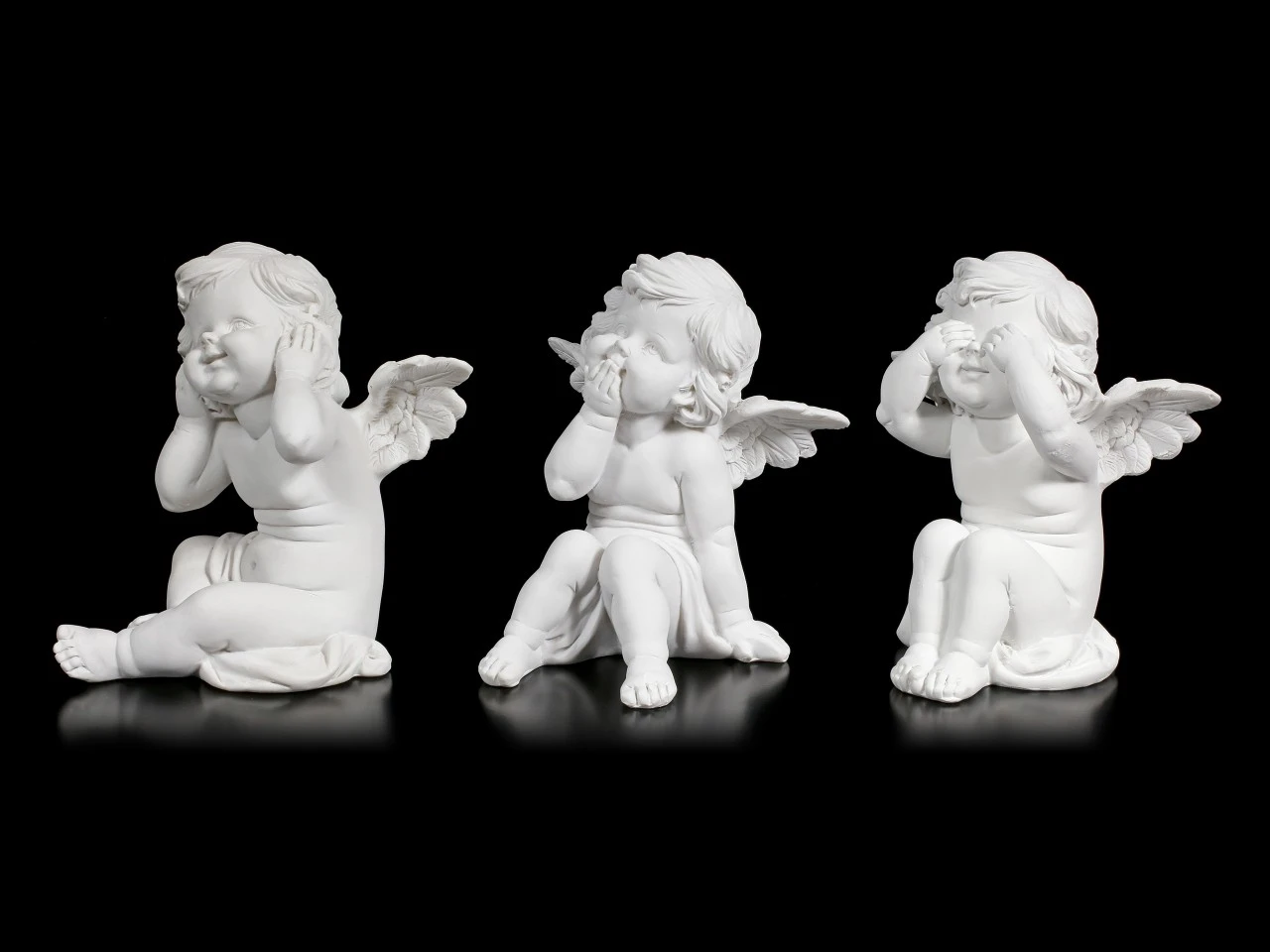 Drei Weiße Cherubim Figuren - Nichts Böses 5 Drei Weiße Cherubim Figuren - Nichts Böses – Bild 3