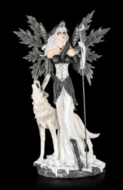 Elfen Figur Mit Wolf - Wächter Des Mondes Groß