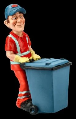Funny Job Figur - Straßenkehrer Mit Mülltonne