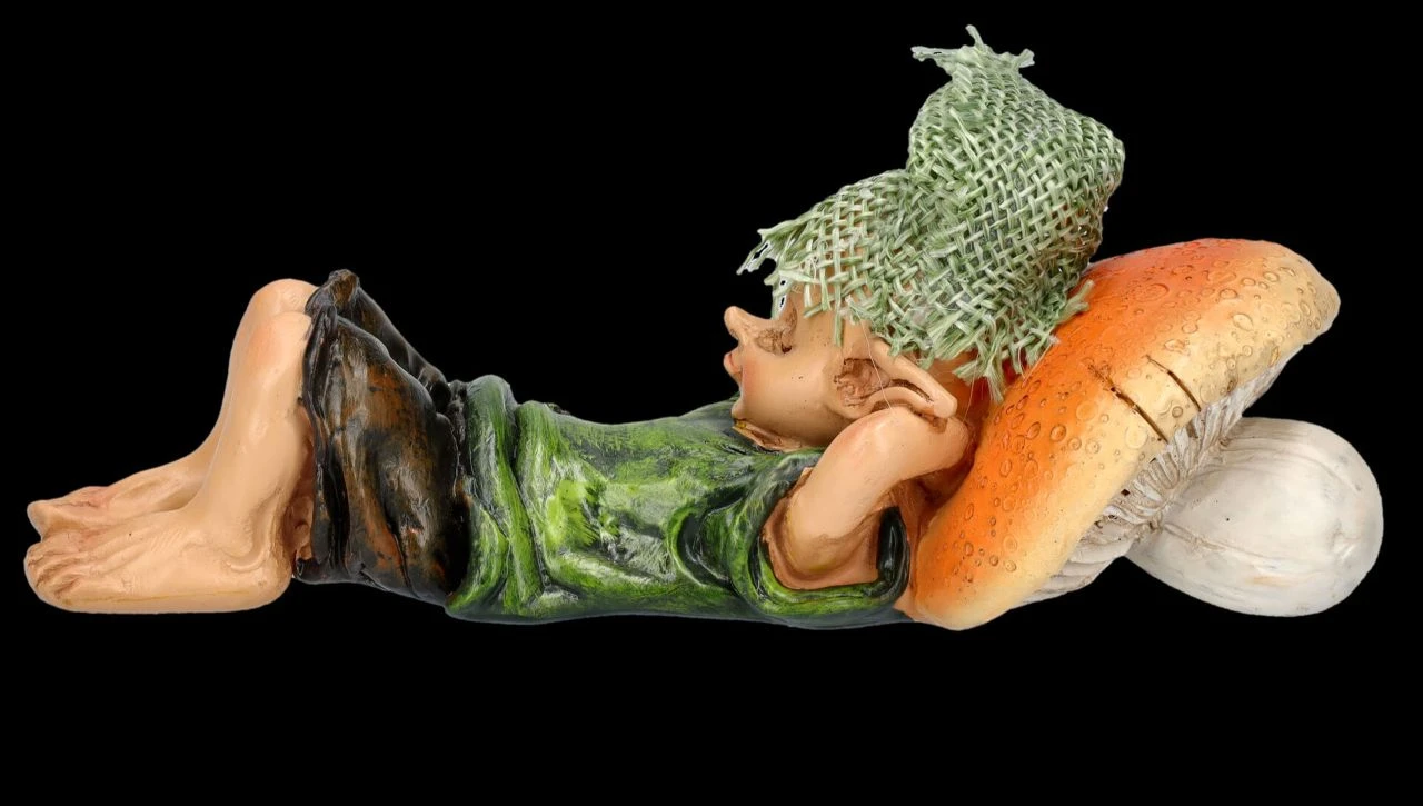 Pixie Kobold Figur - Schlafend Mit Pilz-Kissen 7 Pixie Kobold Figur - Schlafend Mit Pilz-Kissen – Bild 5