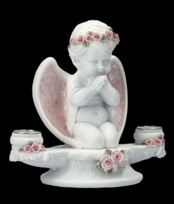 Kerzenhalter Engel - Putte Mit Rosa Rosen -Charaktermodell Geschäft FS26626 Kerzenhalter Engel mit rosa Rosen 9 1280x1280