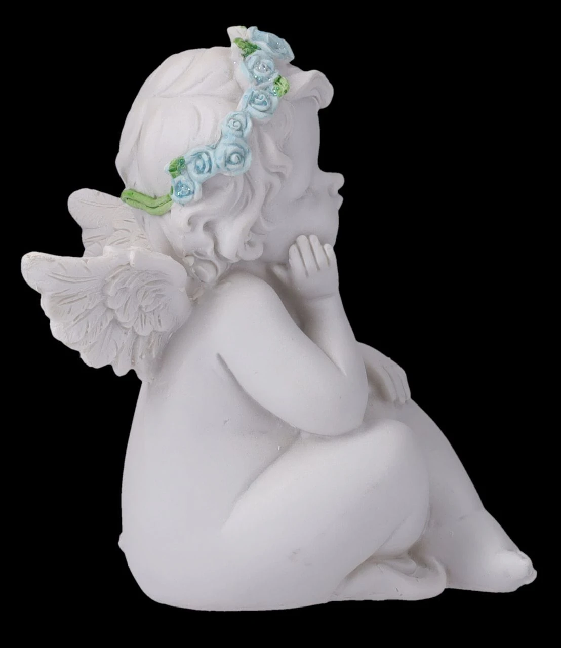 Engel Figur - Putte Mit Blauen Rosen 8 Engel Figur - Putte Mit Blauen Rosen – Bild 6