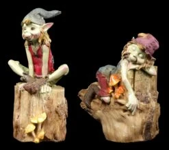 Pixie Figuren - Sitzen Auf Dem Baumstamm - 2er Set -Charaktermodell Geschäft Pixie Figuren Baumstamm 2 1280x1280