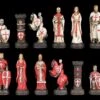 Schachfiguren Set - Kreuzritter Weiß Und Rot -Charaktermodell Geschäft Schachfiguren Kreuzritter 1280x1280