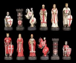 Schachfiguren Set - Kreuzritter Weiß Und Rot