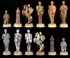 Schachfiguren Set - Ritter Gold Und Silber