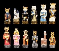 Schachfiguren Set - Hunde Vs. Katzen