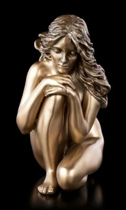 Weibliche Akt Figur - Hockend Mit Blick Zum Boden