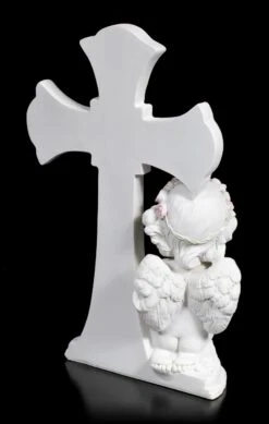 Weiße Cherub Figur Vor Kreuz Betend -Charaktermodell Geschäft Weisse Cherub Figur Vor Kreuz Betend 2 1280x1280