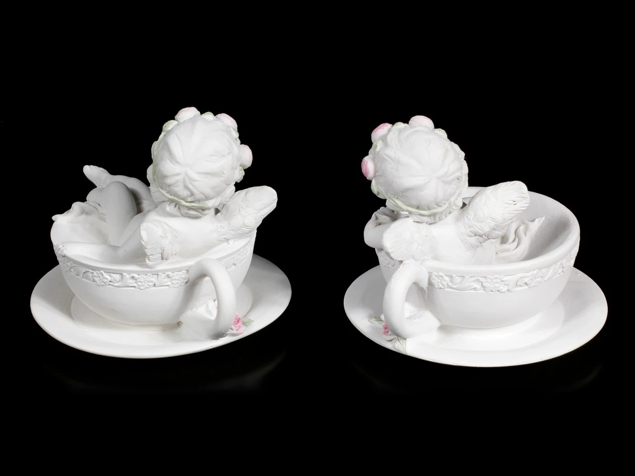 Zwei Weiße Cherubim Figuren In Tassen 5 Zwei Weiße Cherubim Figuren In Tassen – Bild 3